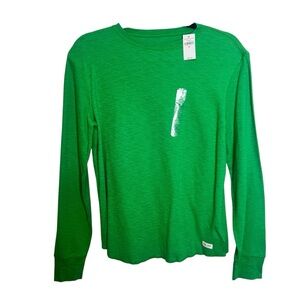 NWT GAP Waffle Knit Thermal Long Sleeve Green Unisex Sz XXL Crew Neck Preppy